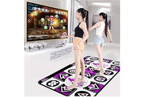 LUCKLY Tapis Danse pour Enfants Adultes,Haute Sensibilité l'élasticité, Tapis de Danseur sans Fil Antidérapants avec 150 Jeux et Musique AUX,Jeu Sens pour PC TV,2 Personnes (sans Batterie)