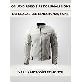 Beyaz Yazlık Fileli Motosiklet Montu CE Korumalı Nefes Alan Hafif Mont beyaz L
