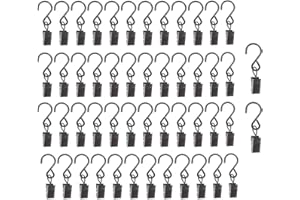 VILIYDUO 50 Piezas Ganchos de Clips de Metal, Clips de Cortina con Ganchos Clips de Cortina de Metal,Pinzas Cortinas con Ganchos para Colgar Cortinas, Fotos de Bricolaje, Manualidades (Negro)
