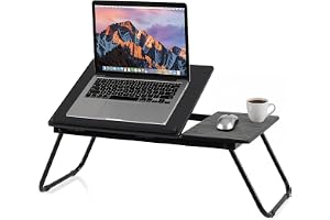COSTWAY laptopbord vikbart, 4-vägs höjdjusterbart (svart) | Sängbord laptopbord vikbart, sängbricka laptäck, arbetsbord av MD