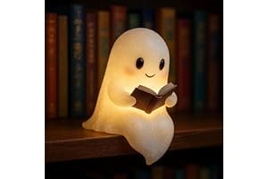 Generisch Niedliche Geister-Leselampe, Ghost Reading Book Lamp, Halloween Deko Led Geist Lampe, 3D-LED-Geister Statue Nachtlicht, Halloween Niedliche Ghost für Leser und Buchliebhaber (12cm)