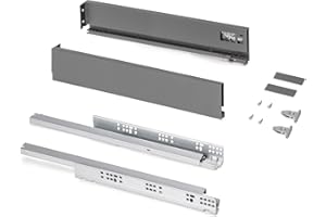 Emuca - Kit cajón para cocina o baño, altura 93mm, profundidad 500mm, 30Kg, cierre suave, tableros no incluidos, Acero, Gris antracita