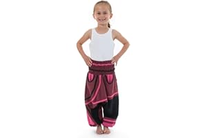 FANTAZIA Sarouel élastique Fille Padmanita - Taille S au XXXL - 100% Coton - Noir - Baba Cool Roots - Confortable & Original - Créé en France, Fabrication Ethique Depuis 2004 - Harem Pants