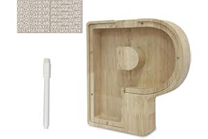 Meloditrunk Letras P Hucha para Niños, Huchas de Transparente Personalizada Madera con Letras de A-Z, Hucha Monedas Creativa para Regalo de Cumpleaños/Decoración del Hogar/Recuerdo