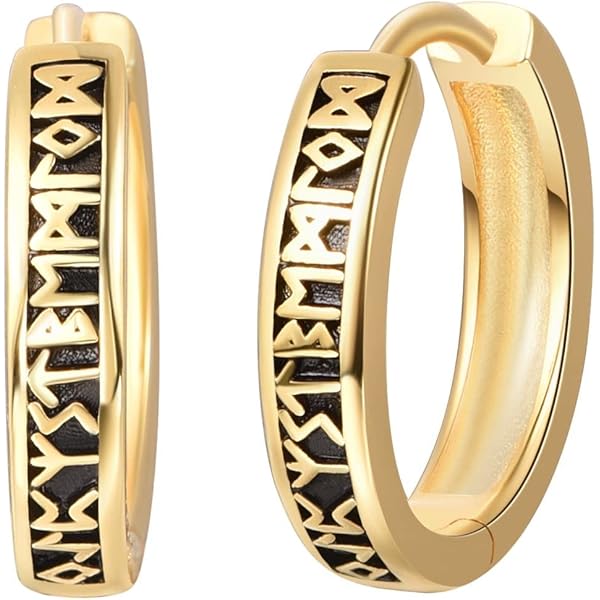 Viking Oorbellen met Runen | Zilver of Zwart