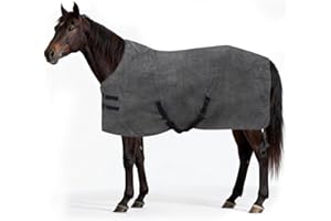 SilverChry Couverture pour Cheval Hiver, Couverture Polaire pour Cheval Extérieur Chevaux, avec Sangles Croisées et Fermeture Poitrine Réglables, 180×90 cm