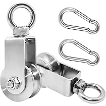 2 Carrucole In Acciaio Inox Con Moschettone - Puleggia Per Sollevamento 250kg, Con Cuscinetti A Sfera E Giro A 360°, Per Cavi Fino A 10mm