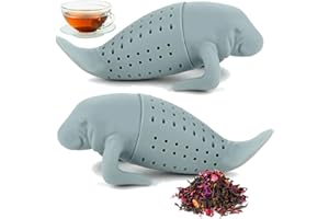 COM-FOUR® 2X sitko do herbaty wykonane z silikonu - filtr do herbaty w ksztalcie manata - zaparzacz do herbaty dla milosników herbaty - sitko w zwierzecy wzór na herbate sypana (02 sztuki - mors)