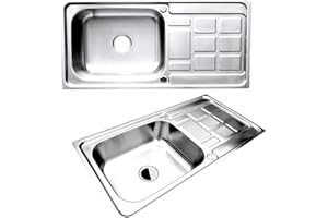 RUMO RELIABLE & MODERN RUMO Coruna Premium 1.0 Bowl Stainless Steel Kitchen Sink Reversible with Drainer One Single Bowl 1000 x 500mm Inset with Large deep Bowl Includes Waste Kit Warranty