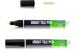 LOCKGO Black Tiles Grout Pen 2 PCS, Waterproof Practical Grouting Repair Pens Tile Paint Markers for Repairing Refreshing Improving Bathroom Kitchen Balcony Porch Patio Floor Wall Exterior Tile Gap