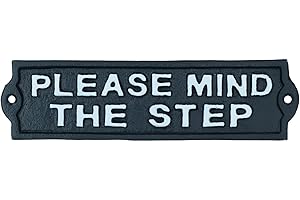 AB TOOLS Please Mind The Step Cast Iron Sign Plaque Black Garden Garage Safety Work