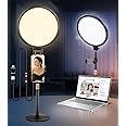 Eocean Ring Light with Stand for Video Recording, 10.5 inch Full-Screen Desktop Ringlight for Laptop Phone, Dimmable LED Ring Light Desk Selfie Light Kit for Computer Zoom Calls Live Streaming Makeup