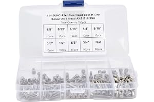 150St Sexkantiga Insexkantskruvar, 4–40Unc Insexskruv + Muttersats 1/8" 5/32" 3/16" 1/4" 5/16" 3/8" 1/2" 5/8" 3/4" Längd Rost