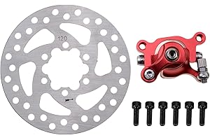 WOOSTAR Brake Caliper with 120mm Disc Brake Rotor Replacement for MBX10 MBX11 47cc 49cc E-Bike Mountain Bike Sport Bike Pocket Bike Go Kart Moped Scooter