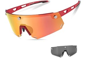 ROCKBROS Occhiali Solo Ciclismo, Occhiali Polarizzati per MTB Bici, Protezione UV 400, Lenti Magnetiche Intercambiabili, Uomo Donna, Sportivi Multifunzionali per Corsa Pesca Ciclismo Ciclismo