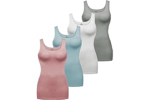 ALPIDEX Canotta Donna Set da 4 Top Basic Unito Cotone Stretch Canotta Intima Senza Maniche