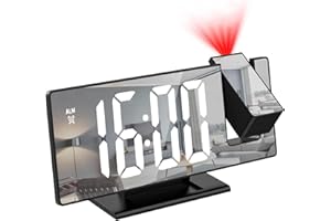 KIMROXI Digital Alarm Clock Projection Alarm Clock Electronic Mirror Clock with LED Screen 12/24H Temperature Snooze Memory Function Brightness Adjustable for Bedroom Home Office(Adapter Not Included)