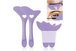 FAMIDIQGO 4 szablony do eyelinera, pomoc w makijażu oczu, 2 style do osiągnięcia doskonałego eyelinera, szablony silikonowe wielokrotnego użytku, dla początkujących (fioletowe)