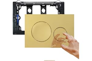 Empyreal Plaque de Déclenchement avec Ensemble de Levier de Chasse et Cadre de Montage, Compatible avec Geberit Sigma 20 Panneau de Contrôle, Double Chasse, 1 Pièce（Or & Cercles Dorés）.