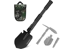 NACATIN Military Folding Shovel: 9-in-1 Survival Shovel for Camping, Car Emergency & Outdoor Digging | Portable Multi-Tool with Pouch