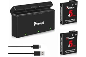 GENERISCH PoweLyt Osmo 360/Action 6/5 Pro/4/3 Akku-Ladegerät-Kit 2 Stück 2100mAh Osmo Action 5 Pro Akkus und 3-Kanal-Schnellladegerät-Hub Kompatibel mit DJI Osmo 360/Action 6/Action 5 Pro/Action 4/Action 3
