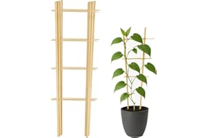 FYOJAIC 10 Stück Rankgitter Bambus, Rankhilfe Holz für Kletterpflanzen Gurken Tomaten Blumen Tomatenturm - Länge 60 cm