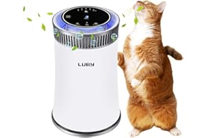 Luby Purificatore d'aria per la Casa con vero Filtro HEPA, Filtro dell'aria Portatile per Polvere, Fumatori, Polline, Peli di Animali Domestici, Febbre da Fieno, Odore di Cucina