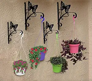 Kurtzy Hanging Self Watering Flower Pot for Garden Planters Indoor Outdoor Living Room Bedroom Balcony Home Decor Pack of 4