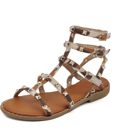ORANDESIGNE Sandali Piatti Donna Estivi – Boho Romani Aperti, Comfortevoli Con Chiusura A Strappo, Primavera/Estate