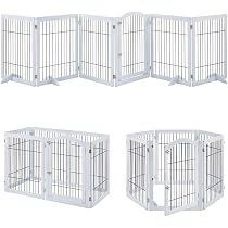 Cancello Per Cani Pieghevole VidaXL - 4 Pannelli 320 Cm, Legno Massello Abete, Bianco