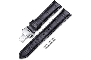 iStrap Cinturini Per Orologio In Pelle - Motivo A Coccodrillo - Cinturini Per Orologio Per Uomo Donna - Fibbia Deplorante Con Pulsanti - Nero Marrone-18mm 19mm 20mm 21mm 22mm 24mm