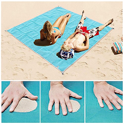 Hailicare Sand frei Strand Matte Teppich Picknick Decke, – Sand, Schmutz & Staub disapper. – Schnell Trocken, leicht zu reinigen ideal für den Strand, Picknick, Camping, Outdoor Veranstaltungen, 200 x 200cm (Blau)