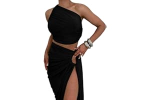 JUKETRON Vestido Ajustado con Espalda Descubierta para Mujer, Vestido Sexy sin Mangas con Tirantes y Abertura, Top Corto sin Mangas, Traje de Fiesta para Discoteca 2024