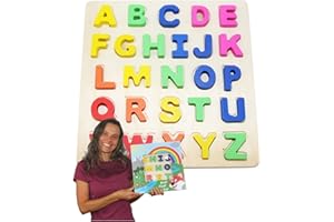 EasY FoxY ToY Puzzle Alfabeto Lettere; Giochi Educativi Bambini 3 4 5 Anni in Legno; Alfabetiere Giocattoli ABC per Bambina Bambino tattile Montessori