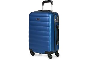 ITACA - Maleta de Cabina 55x40x20 - Maletas De Viaje Cabina Rígidas Trolley con 4 Ruedas Dobles para Avion Ligera Equipaje De Mano Candado de Combinación. Compatible Ryanair, Azul
