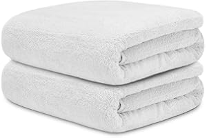 DECASATEXTIL Juego 2 Toallas Baño Extra Grandes 100x150cm Algodón 450g/m² – Toallas de Ducha Premium y Absorbentes para Hogar, SPA o Gimnasio (Blanco)