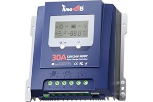 Timeusb 12/24V 30A MPPT Régulateur de Charge Solaire,Reconnaissance Automatique,99% Taux de Traçabilité Effectif,Régulateur de Panneau Solaire avec écran LCD pour Batteries Lithium et Plomb-Acide