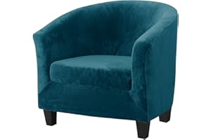 MINGPINHUIUS Tub Chair Cover 2 Piece Set - Upgraded 2 IN 1 Design Removable High Stretch Soft Velvet Sofa Couch Arm Bucket Chairs Armchair Seat Covers with Cushion Cover for Dining Living Room Office Reception