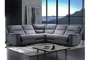AZRBOPO Recliner Sofa Set, Corner Sofa Set Large 5 Seats Fabric Armchair Set, Reclining Sectional Sofa Set Motor Recliner Padded Sofa with Side USB Charger Port for Living Room Home Furniture - 2C2 Set