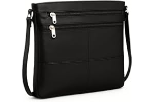 ODS:UK Real Leather Women Ladies Handbag Shoulder Bag Zip Compartment Soft Black Nappa Cross Body Everyday