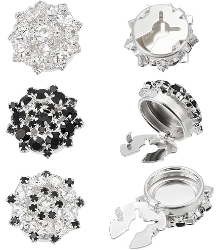 Lot De 6 Couvre-boutons Strass Argenté 2,5 Cm - Amovibles, En Alliage - Pour Customiser Robes, Chemises, Manteaux - Accessoire Mode DIY - 7