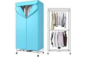 Blendra Heated Clothes Airer with Cover,1000W Electric Clothes Dryer 2-Tier Clothes Airer, Portable Fast-Drying Rack Indoor clothes dryer,180 mins timer(Blue)