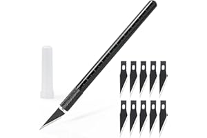 EHDIS Taglierino di precisione con 10 lame di olio antiruggine, Bisturi Modellismo, Cutter di Precisione con Scala, per Lavoro Artistico Fai Da Te Taglio, Scultura, Nero