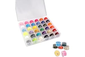 LUMINARYLAIR Ensemble de 36 Bobines de Fil à Coudre y compris Couleurs assorties Bobbin,Boîte à Canettes pour Machines à Coudre avec Fils,Machine à Bobine avec Étui Transparent,Ensemble de Canette Pré-enroulée