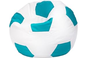 Ecopuf Pouf Calcio M - Pouf calcio in similpelle - Ideale per tifosi - soggiorno - bambini - Poltrona da gioco - 65x45cm, Turchese E20