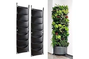 Bebester Lot de 2 Sacs de culture à suspendre, sacs verticaux avec 7 poches, pour plantes et fleurs, conviennent pour extérieur, intérieur, jardinage, etc., noir