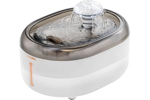 Fontaine a Eau Chat Wopet W300 - Véritable Filtre Fontaine Eau Chat - Ultra Silencieuse Fontaine Chat - Distributeur 2L Fontaine à Eau pour Chat avec filtration 6 étapes, Blanc Gris