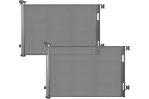 derimkcoa Lot de 2 Barrière de Sécurité Rétractable pour Bébé, 0–140 cm, Modèle Extensible pour Enfant et Chien, Escaliers et Couloirs, Intérieur/Extérieur, Gris
