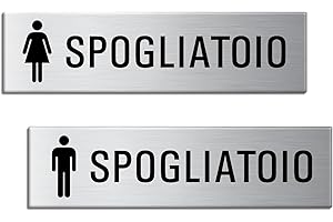 OFFORM DESIGN Targhette Spogliatoio Donne Uomini Alluminio adesive 150x40 mm | Ottica Acero inoxidable