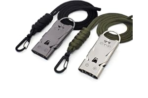 Chilee-any Sifflet de Secours 3 Tubes Sifflet Métal Haute Décibel avec Cordon, Sifflets de signalisation randonnée, Sifflet de Survie, pour Les urgences/Camping/Out Door